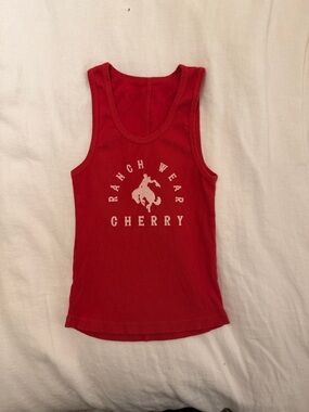 Cherry LA Ranch Wear Tank Top Vintage Red